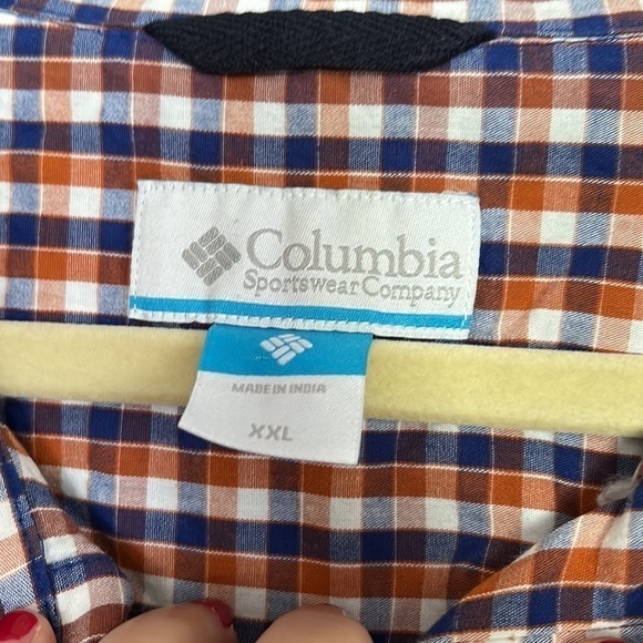 COLUMBIA Men’s Blue/Rust/White Plaid Fishing/Hiking Button-Down Shirt, XXL, GUC. - Picture 4 of 7